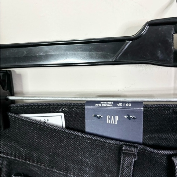 Gap black wash vintage slim high rise jeans size 26P/2P new - Picture 3 of 5